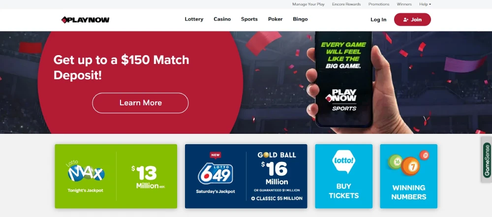 PlayNOW Online Casino Main Page