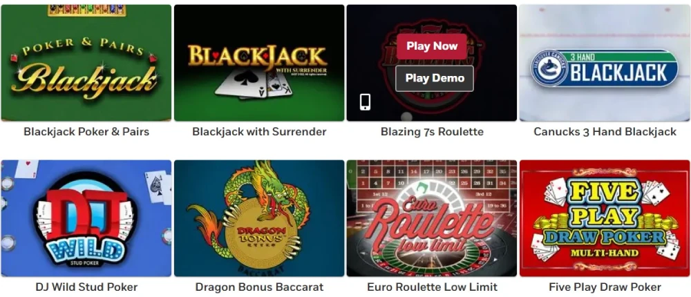 Table games at Saskatchewan Online Casinos